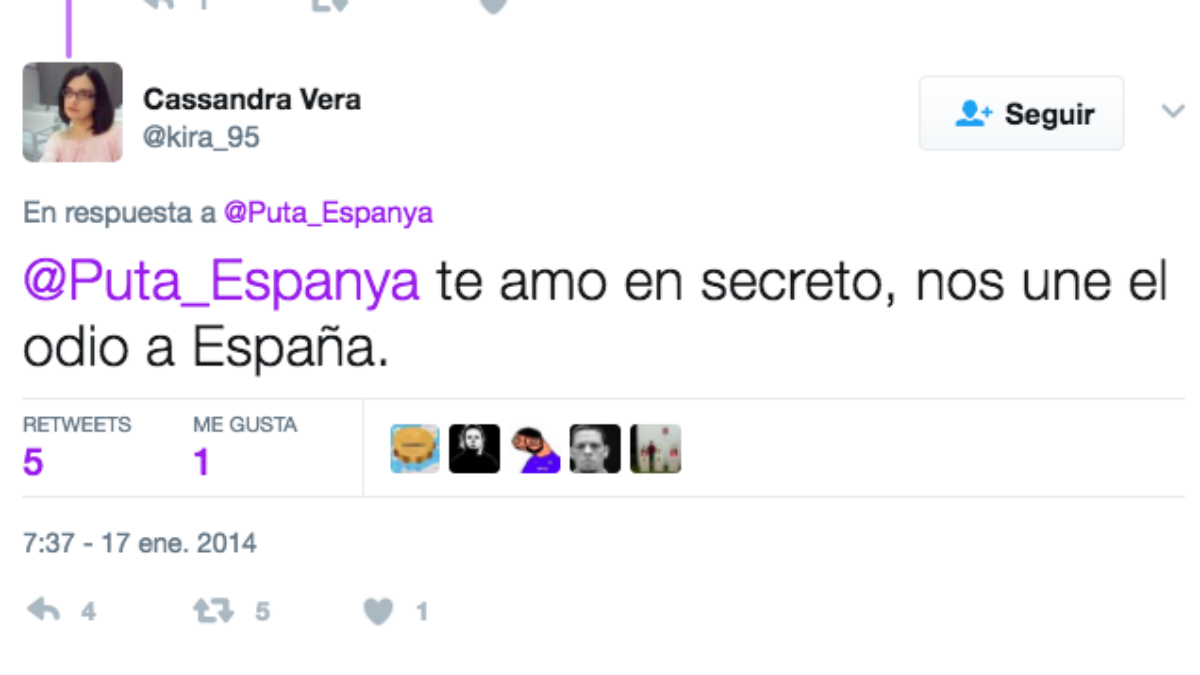 Uno de los mensajes difundidos por Cassandra vera en 2014.