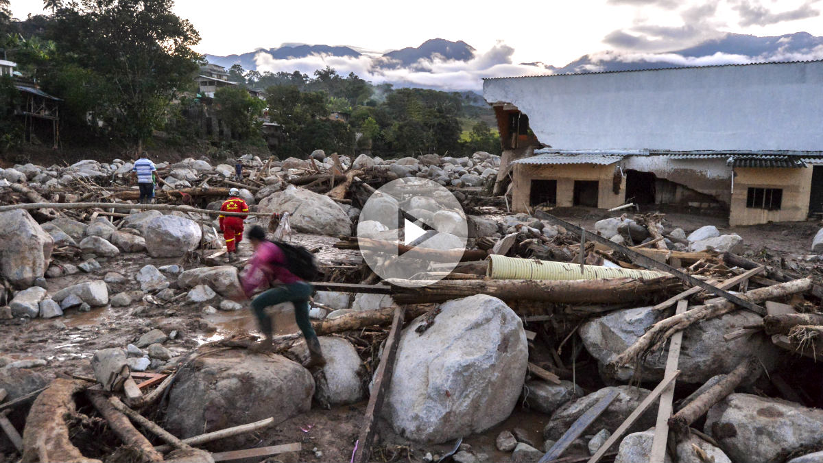 Imagen de la avalancha (Foto: AFP).