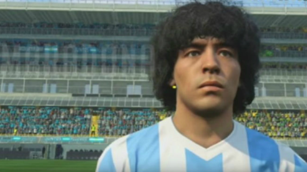 La imagen de Diego Armando Maradona en el famoso videojuego.