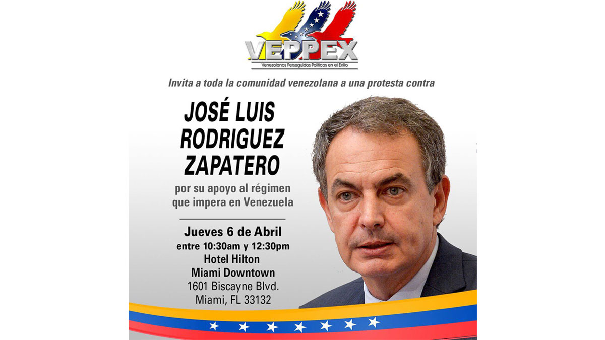 Cartel de la convocatoria de la oposición venezolana para manifestarse contra Zapatero.