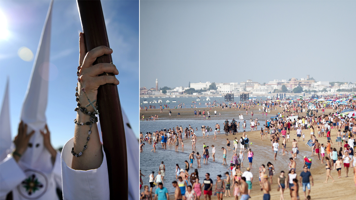 Procesión y playa, dos de los planes predilectos en Semana Santa. (Fotos: AFP)