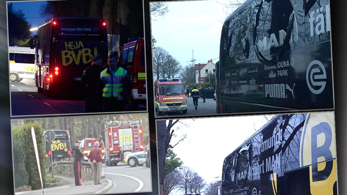 El autobús del Dortmund sufrió un incidente de camino al estadio.