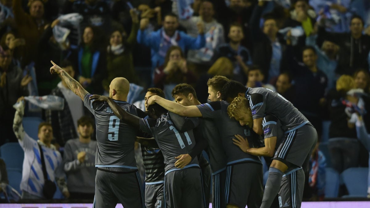 Los jugadores del Celta celebran un gol. (AFP)