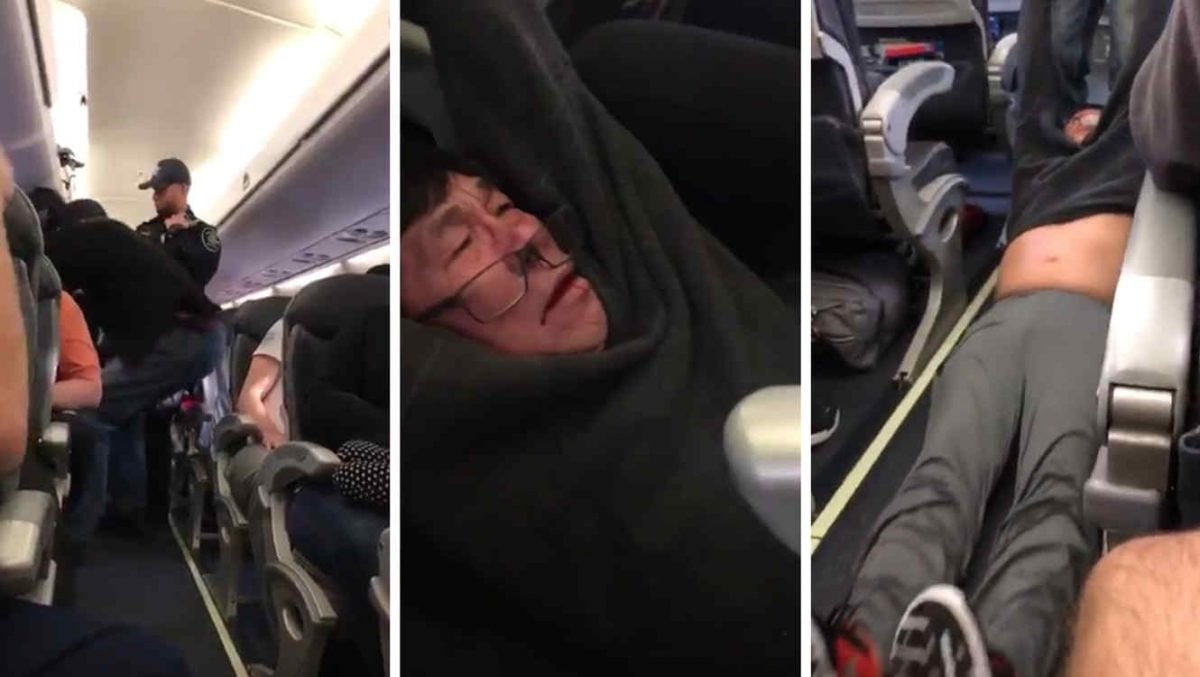 Pasajero de United Airlines sacado a la fuerza (Foto: Youtube)