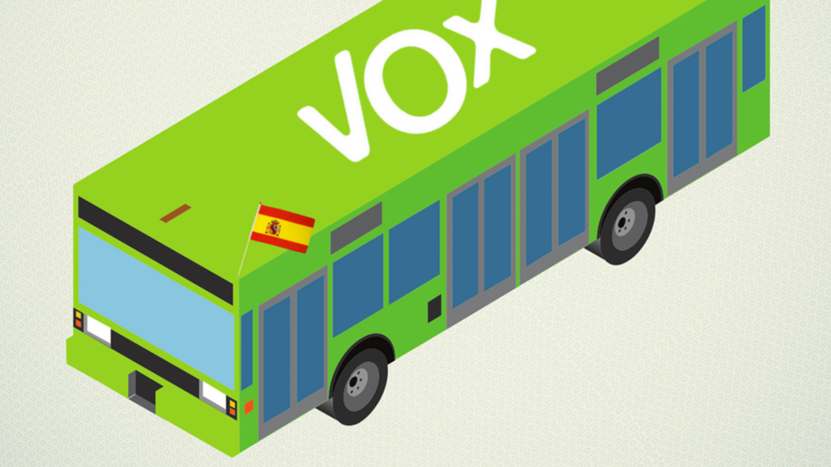 Primera imagen del autobús de VOX. (Foto: Twitter)