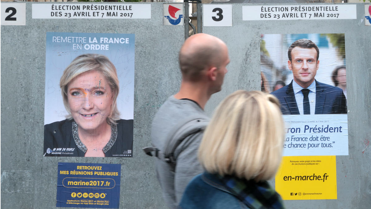 Le Pen y Macron lideran las encuestas para las presidenciales francesas. (Getty)