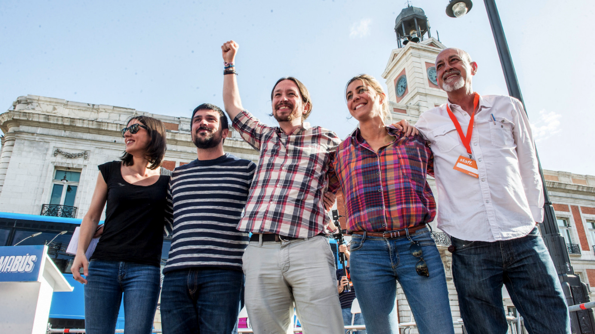Irene Montero, Ramón Espinar, Pablo Iglesias, Lorena Ruiz-Huerta y Jesús Montero, líder de Podemos en la capital. (Foto: Flickr)