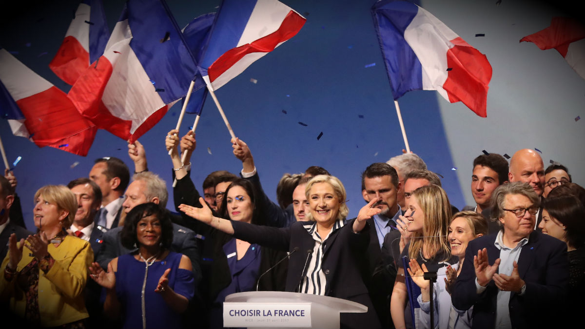 La candidata del ultraderechista Frente Nacional, Marine Le Pen, en Niza. (AFP)