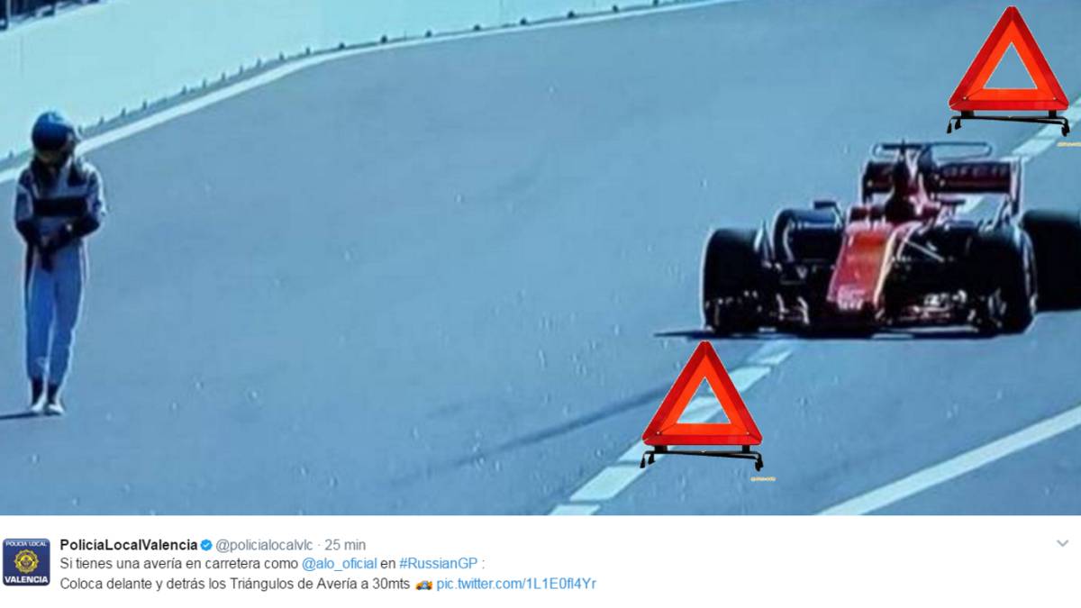 La Policía de Valencia hizo un ingenioso montaje con el abandono de Fernando Alonso.
