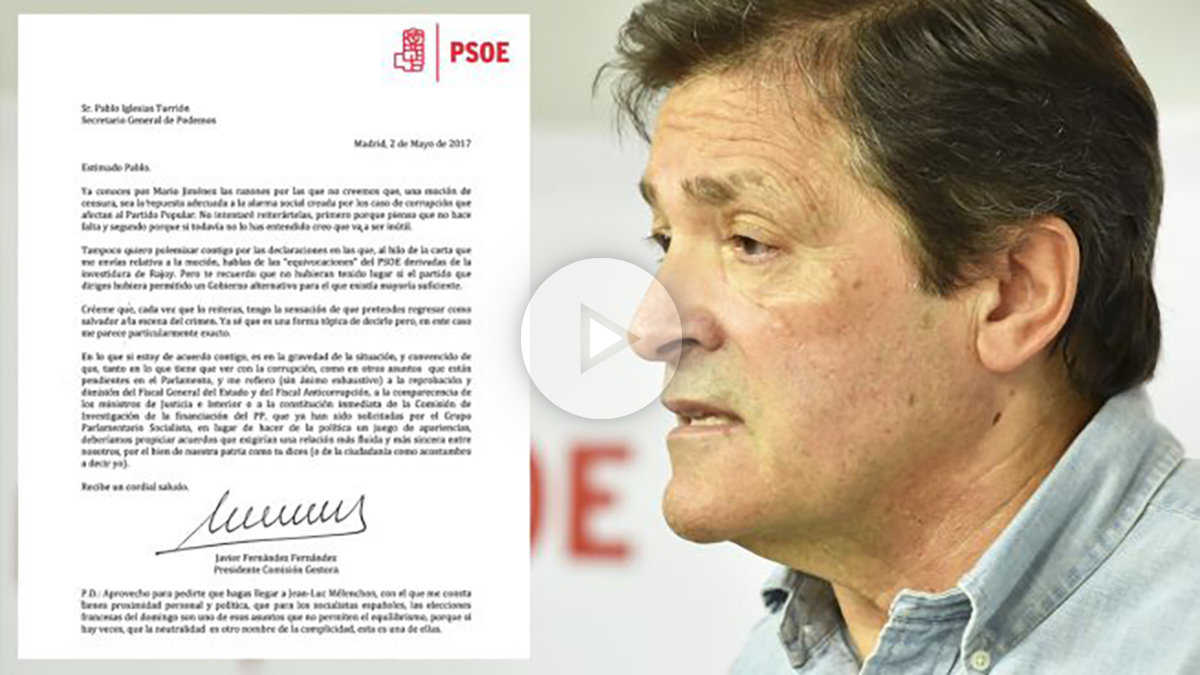 Javier Fernández y la carta enviada a Pablo Iglesias. (Foto: AFP)