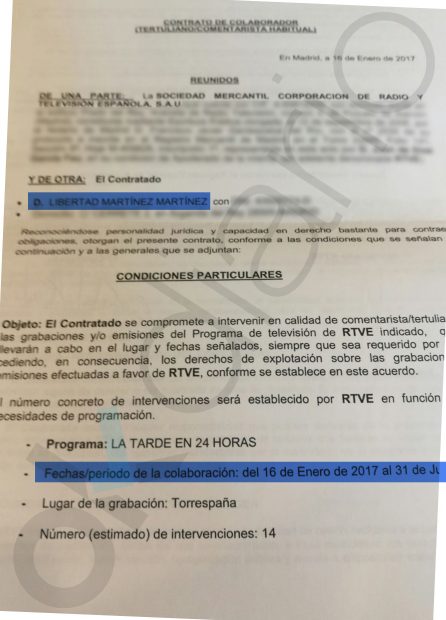 Contrato de Libertad Martínez con TVE.
