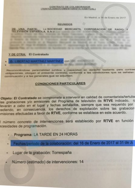 Contrato de Libertad Martínez con TVE.