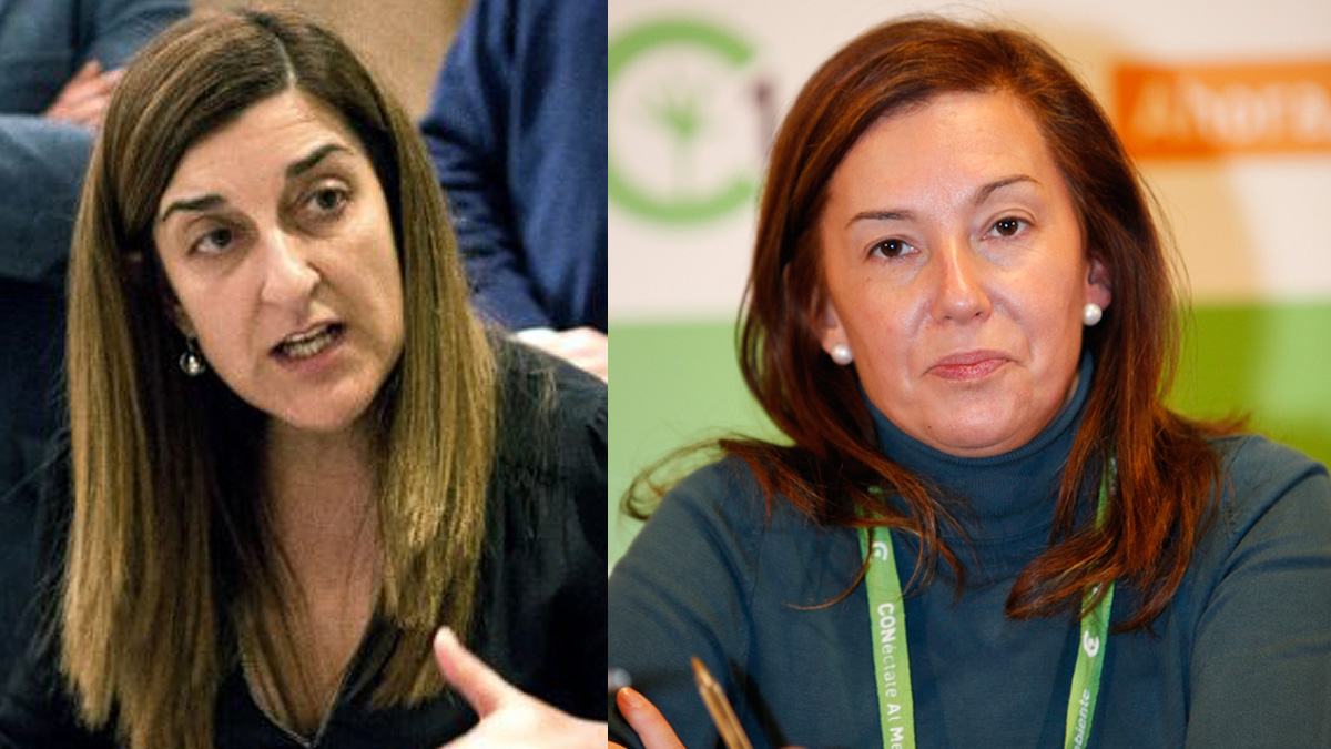 María José Sáenz de Buruaga y María José González Revuelta, presidenta y secretaria general del PP de Cantabria.