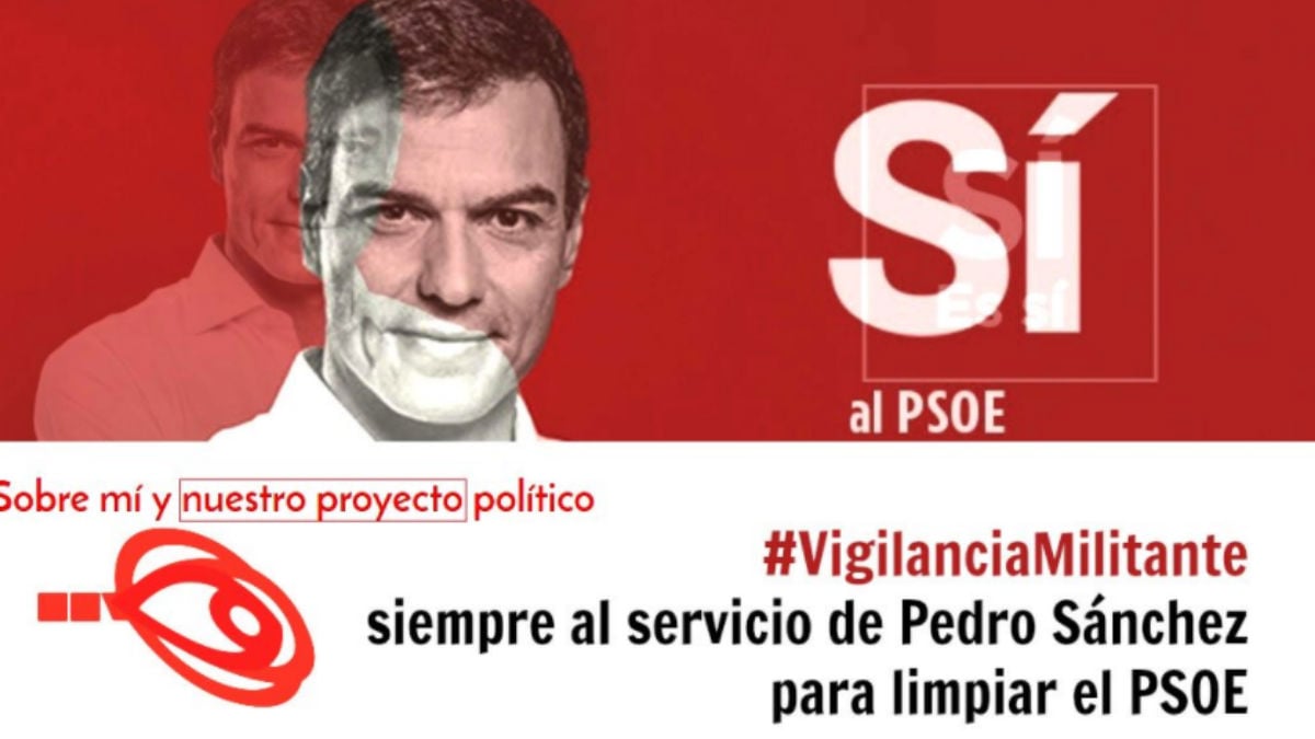 Campaña a favor de Pedro «para limpiar el PSOE». (Foto: Twitter)