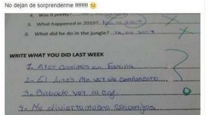 El mensaje que publicó la profesora de inglés argentina burlándose de las respuestas de una alumna en el examen.