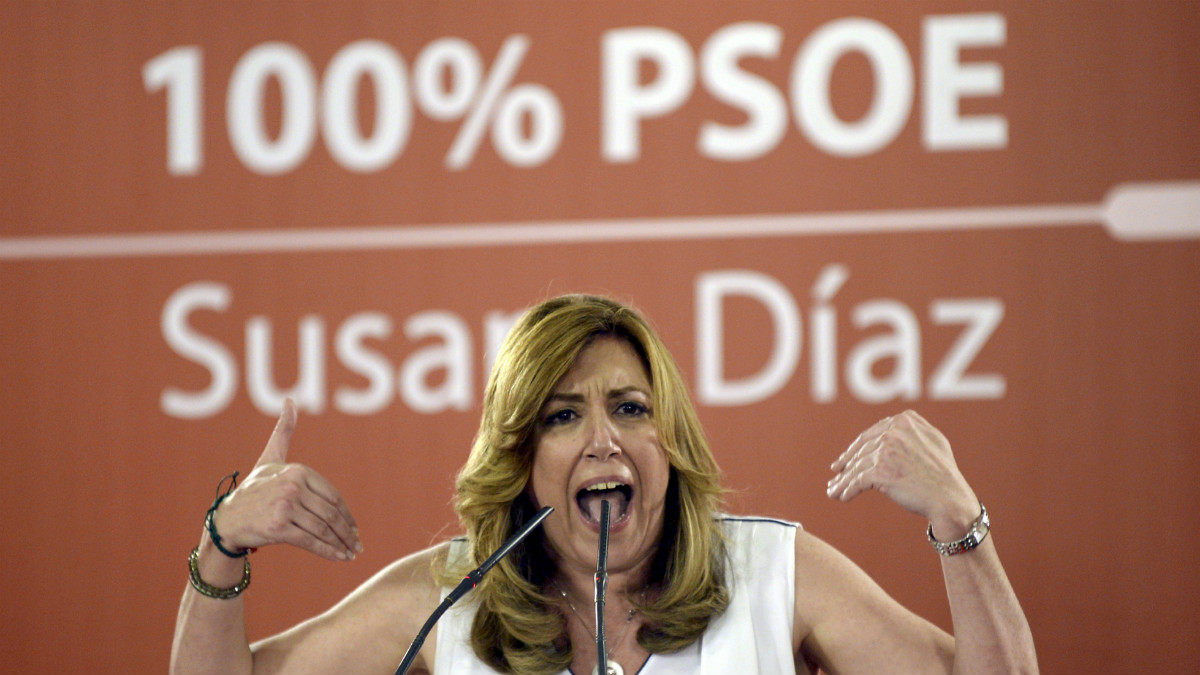 La aspirante a la Secretaría General del PSOE y presidenta andaluza, Susana Díaz, durante el acto con militantes celebrado en Valladolid. (Foto:EFE)