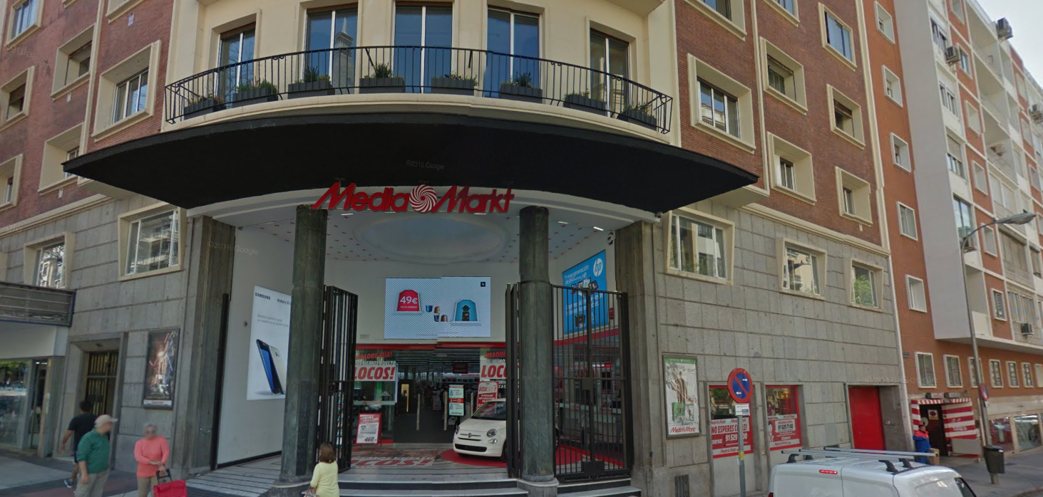Tienda de MediaMarkt en la céntrica calle de Alcalá, en Madrid (Foto: StreetView Google)