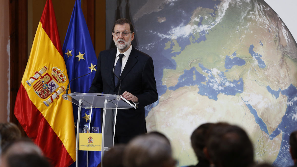 El presidente del Gobierno,Mariano Rajoy, durante su intervención en  las jornadas «España, juntos por el clima». (Foto: EFE)