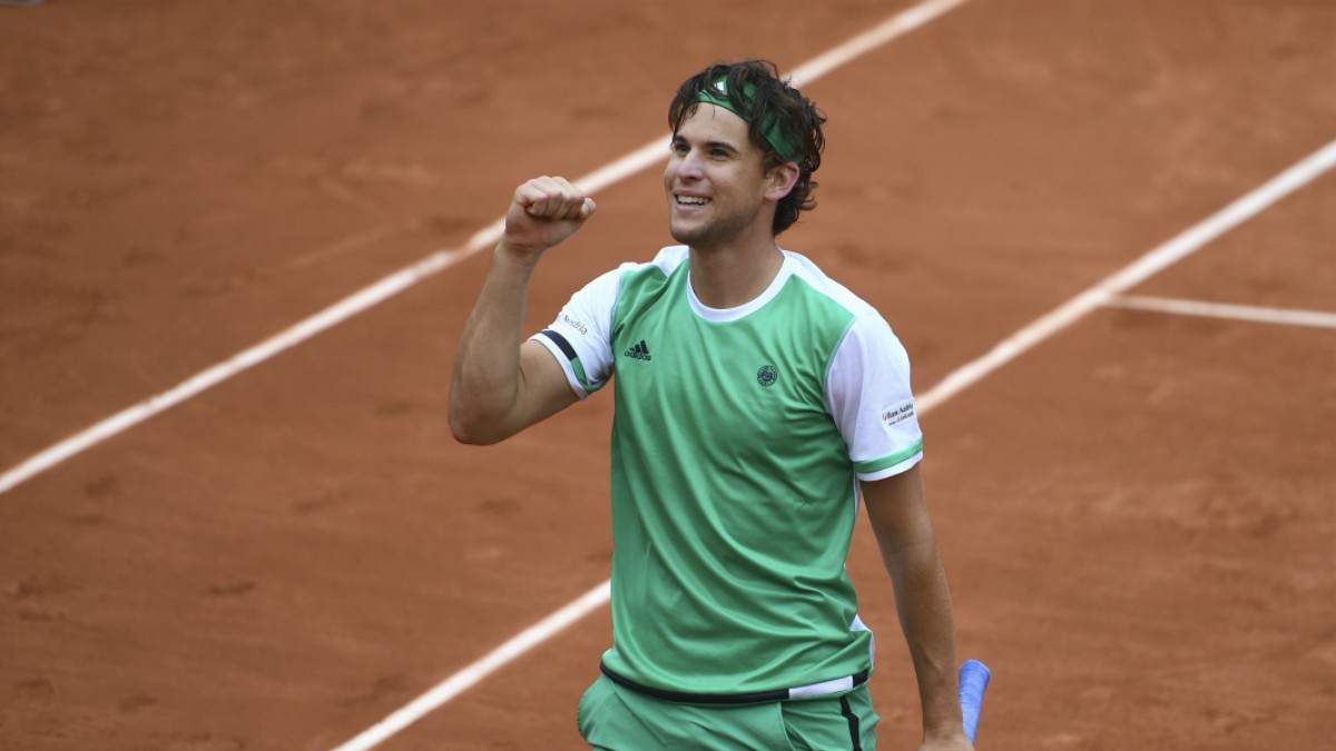 Thiem celebra su victoria ante Djokovic. (AFP)