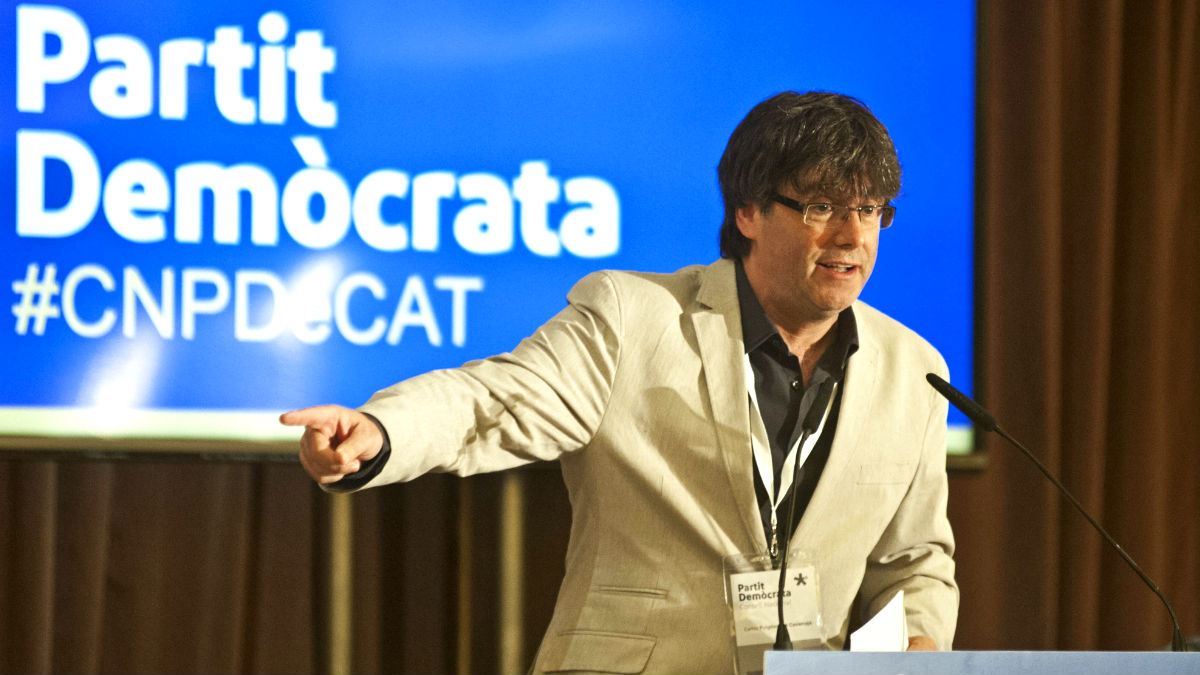 Puigdemont en el Consell Nacional del PDeCAT de este sábado (Foto: Efe).