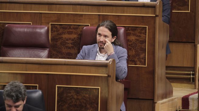 Pablo Iglesias durante el debate de la moción de censura. FRANCISCO TOLEDO