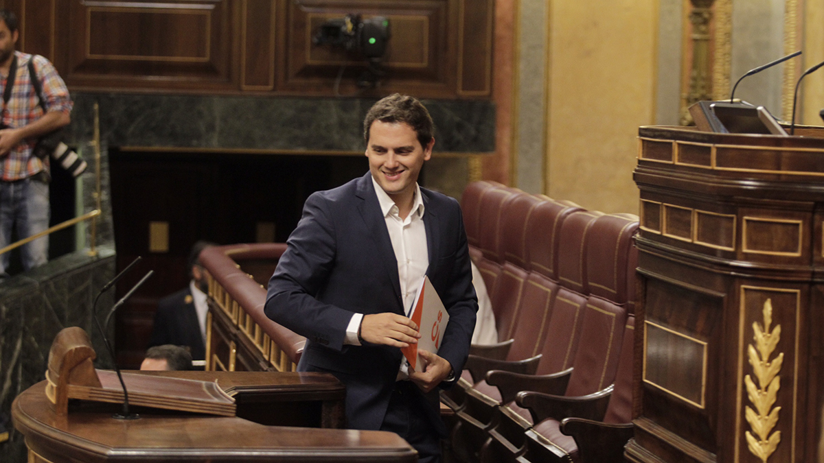Albert Rivera durante el debate de la moción de censura de Podemos. FRANCISCO TOLEDO