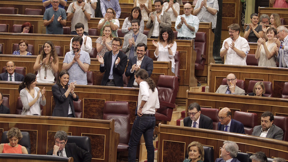 Pablo Iglesias durante el segundo día del debate de la moción de censura. FRANCISCO TOLEDO