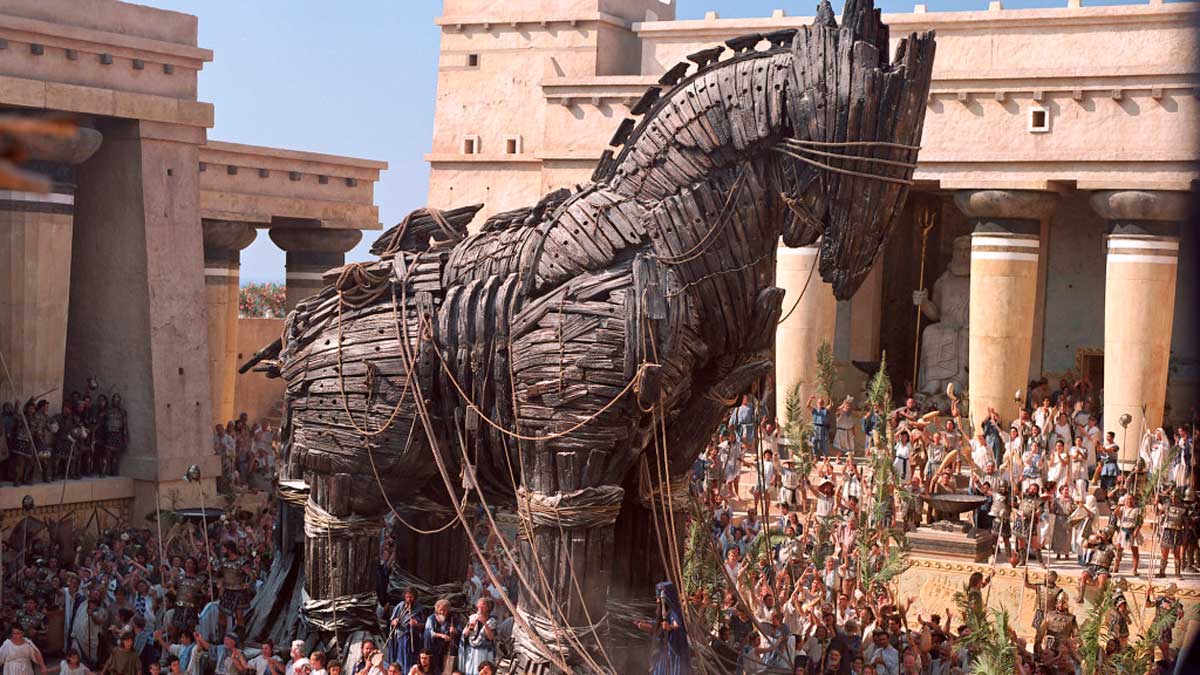 El caballo de Troya estaba construido con la madera de los barcos griegos