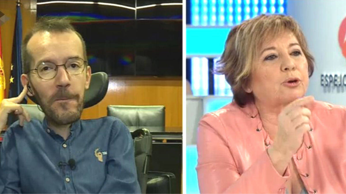 El secretario de Organización de Podemos, Pablo Echenique, y la portavoz adjunta del PP, Celia Villalobos (Foto: Antena 3)