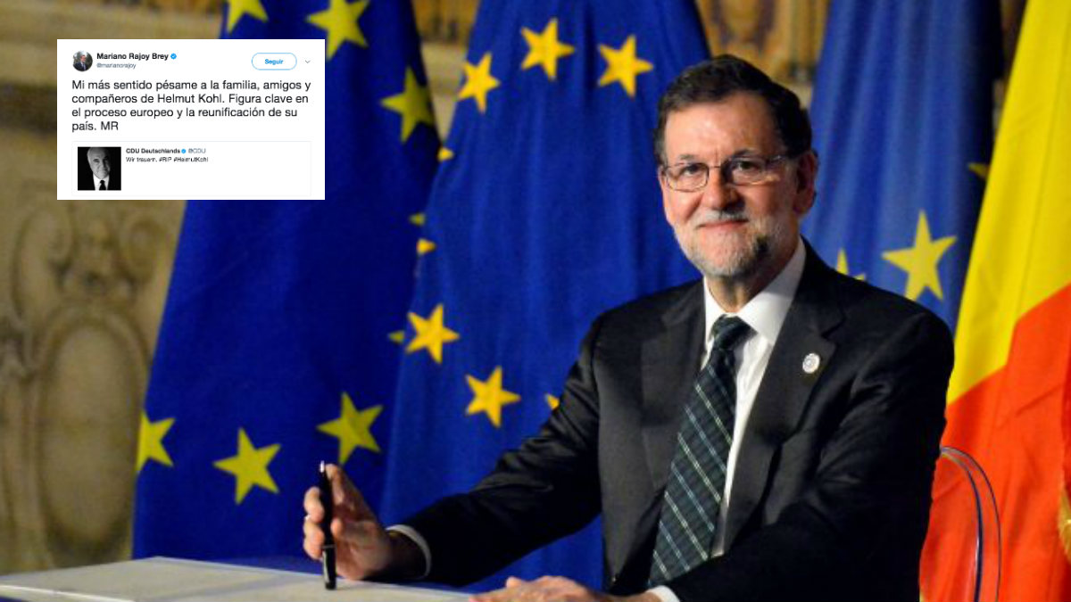 El presidente del Gobierno, Mariano Rajoy, se ha despedido del ex canciller alemán Helmut Kohl.