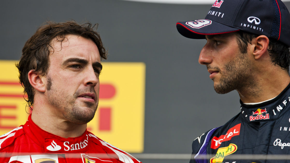 Daniel Ricciardo y Fernando Alonso. (Getty)