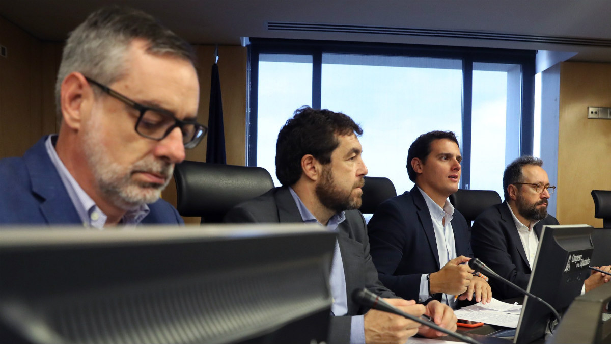 José Manuel Villegas, Miguel Gutiérrez, Albert Rivera y Juan Carlos Girauta, líderes de Ciudadanos. (EFE)