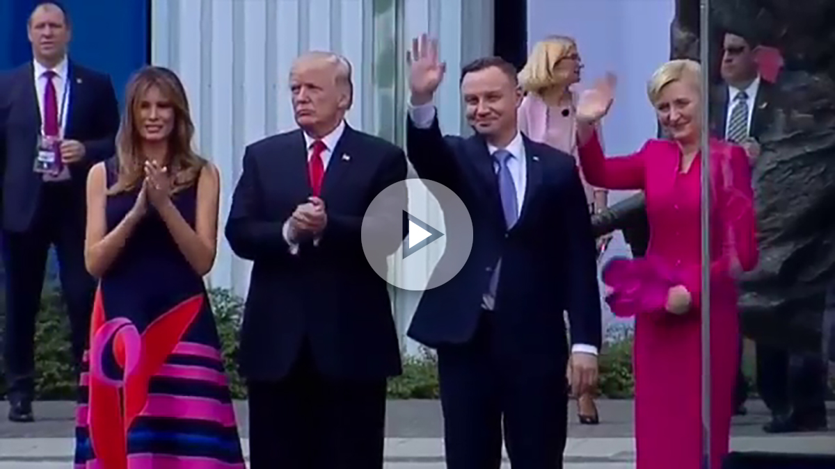 Melania y Donald Trump junto al presidente de Polonia y su mujer, Agata Kornhauser.