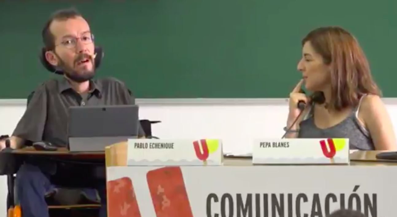 Pablo Echenique en su conferencia en la Universidad de Verano de Podemos