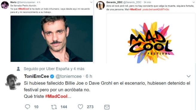 Twitter acróbata muerto en Mad Cool