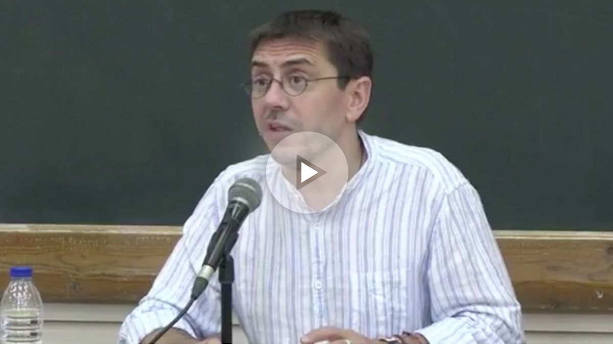 Juan Carlos Monedero, en el turno de preguntas de su sesión en la Universidad Podemos.