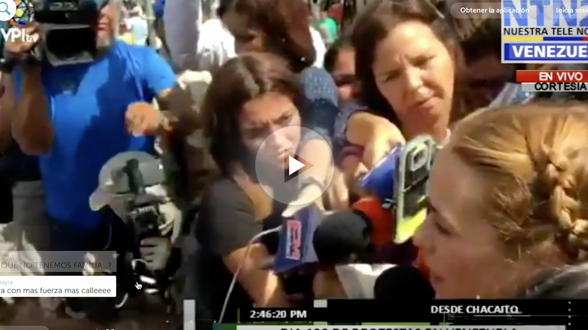 Lilian Tintori confirmando la noticia de OKDIARIO ante la prensa venezolana.