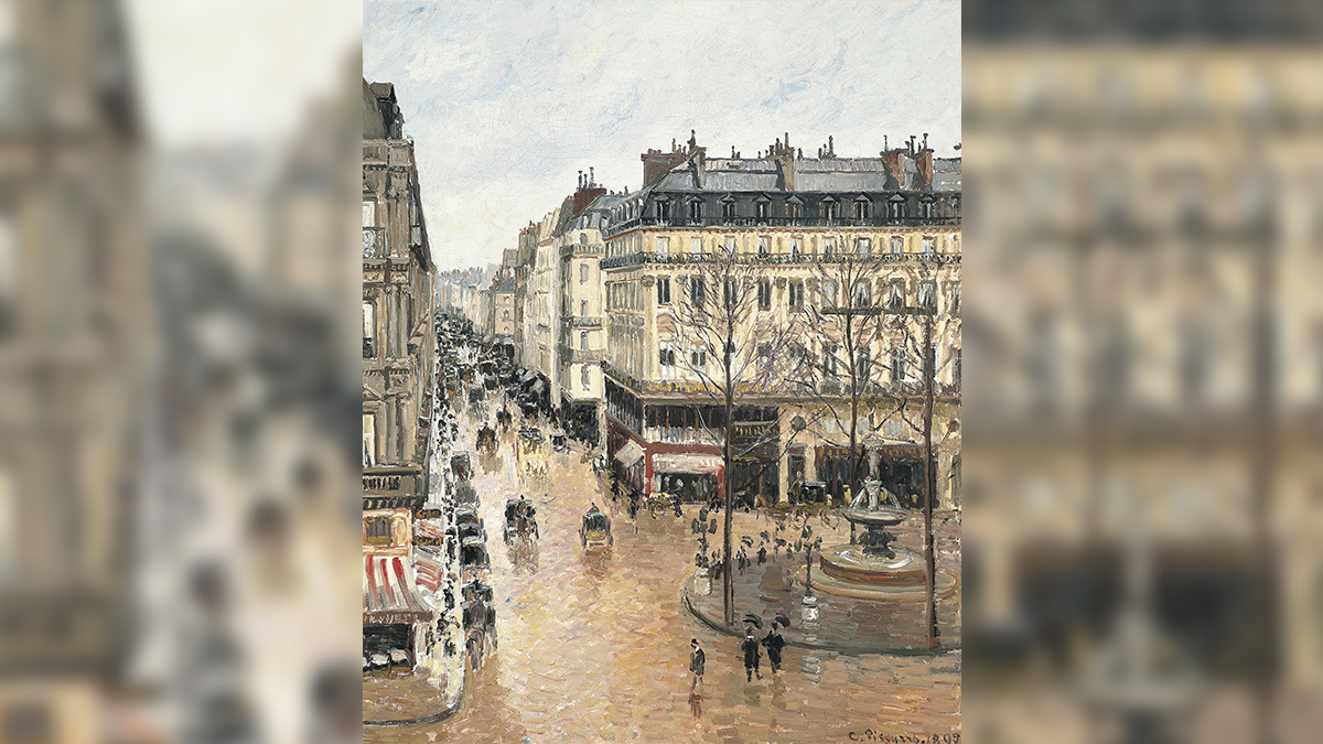 El cuadro ‘Rue st. Honoré, aprés-midi, effet de la pluie’, de Camille Pissarro. (Thyssen)