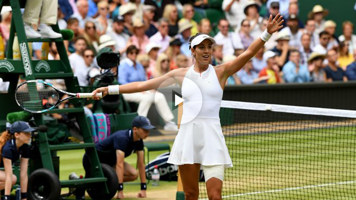 Garbiñe Muguruza celebra su pase a la final de Wimbledon. (Getty)
