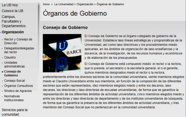 La independentista Universidad de Barcelona no sabe español: su web está repleta de faltas de ortografía