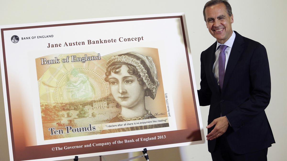 Billete en honor a la escritora Jane Austen, presentado en 2013. AFP