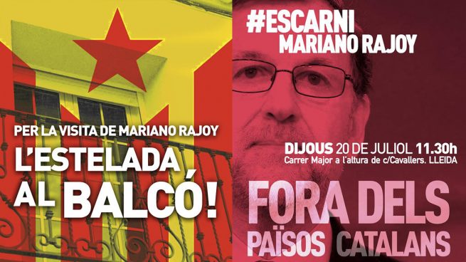 Carteles para dar la 'bienvenida' a Mariano Rajoy.