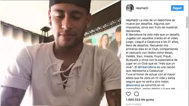 Neymar se despide de la afición culé: «¡El Barça es una nación que representa a Catalunya!»