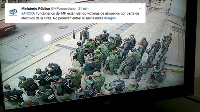 El ejército bolivariano de Maduro ha tomado las inmediaciones del Ministerio Público de Venezuela. Foto: @Lortegadiaz