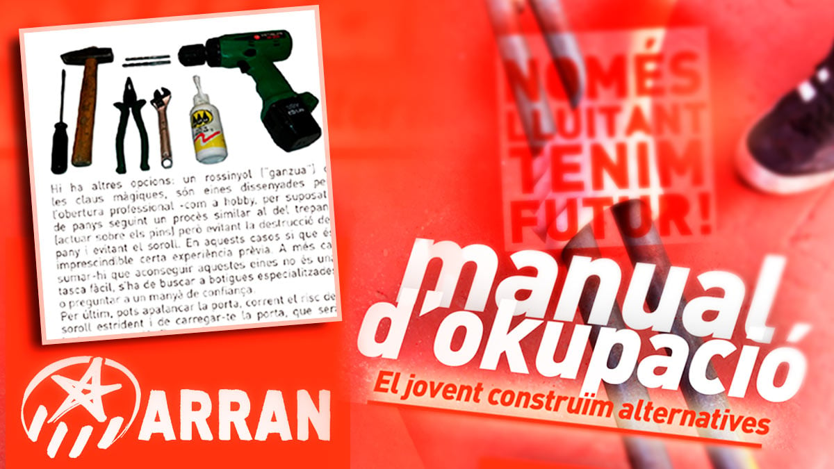 Portada del «Manual de okupación» que el grupo independentista Arran difunde en su web.