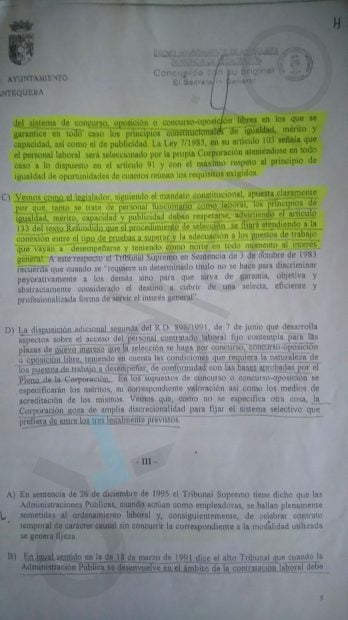 El secretario municipal de Antequera subraya que no hubo transparencia