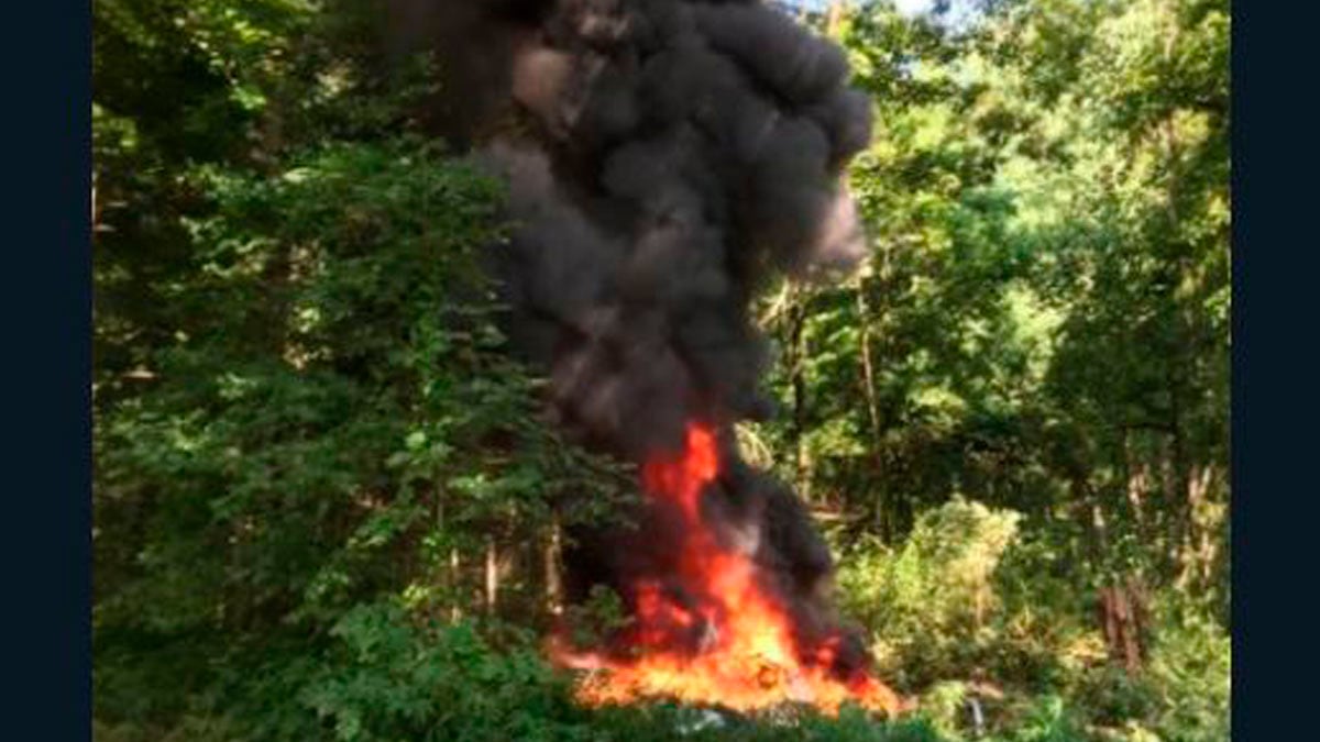 Helicóptero accidentado en Charlottesville.