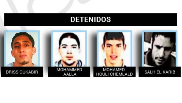 Los cuatro detenidos en relación al atentado de Barcelona y Cambrils.