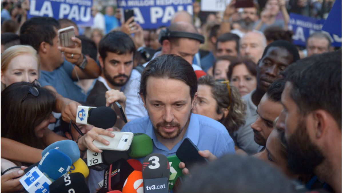 Pablo Iglesias, en la manifestación por las víctimas de los atentados de Barcelona y Cambrils.