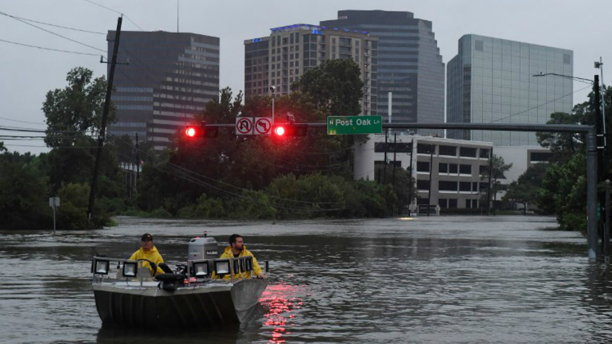 La ciudad de Houston, la cuarta más grande de Estados Unidos, se encuentra totalmente inundada. Foto: AFP